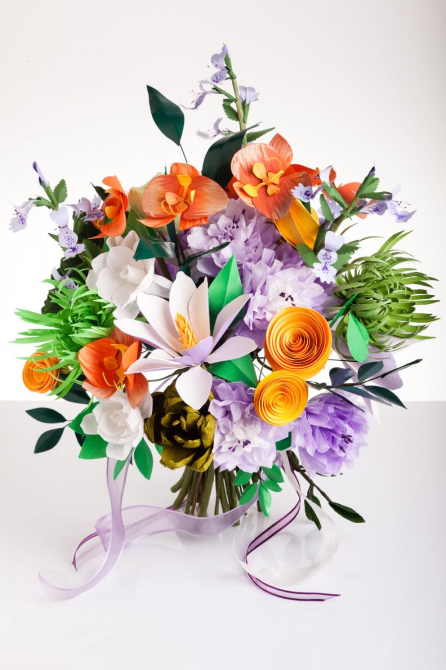 Mariage - Paper Flower Bouquet- Everlasting Bridal Bouquet