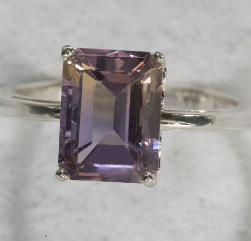 Wedding - Ametrine Emerald Cut Fleur-de-lis Unique Engagement Ring