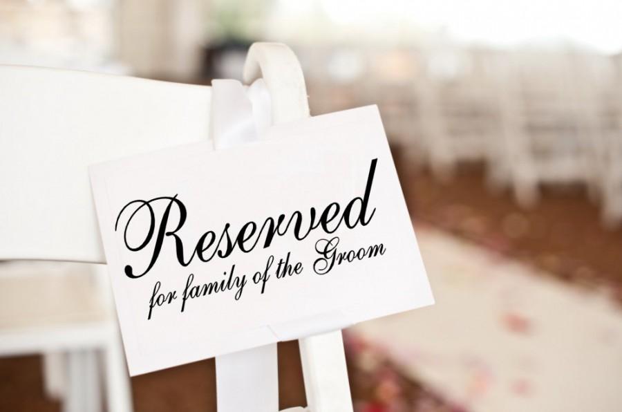 Hochzeit - Reserved Sign, reserved card, wedding ceremony decor, reserved seating wedding signage