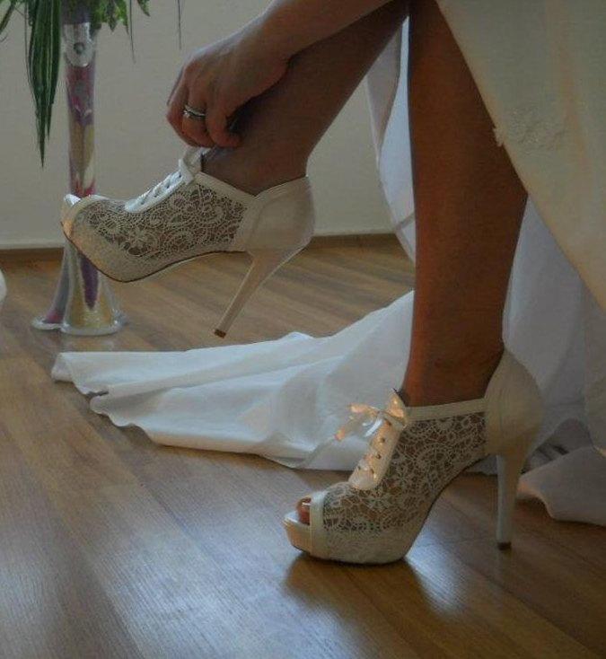 زفاف - Wedding shoes, Handmade Lace wedding shoe designed specially #8445