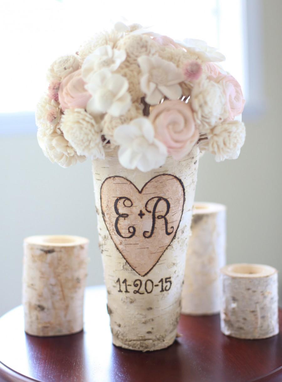 زفاف - Personalized Birch Vase Rustic Custom Wedding Bridal Shower Christmas Gift Wedding Party Bridesmaids (NVMHDA1128)