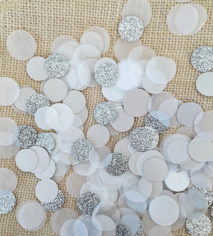 زفاف - Silver Glitter Circle Wedding Confetti, Table Decor,Party Confetti,Bridal Shower Decor,Baby Shower,Paper Confetti,Silver Glitter Circles