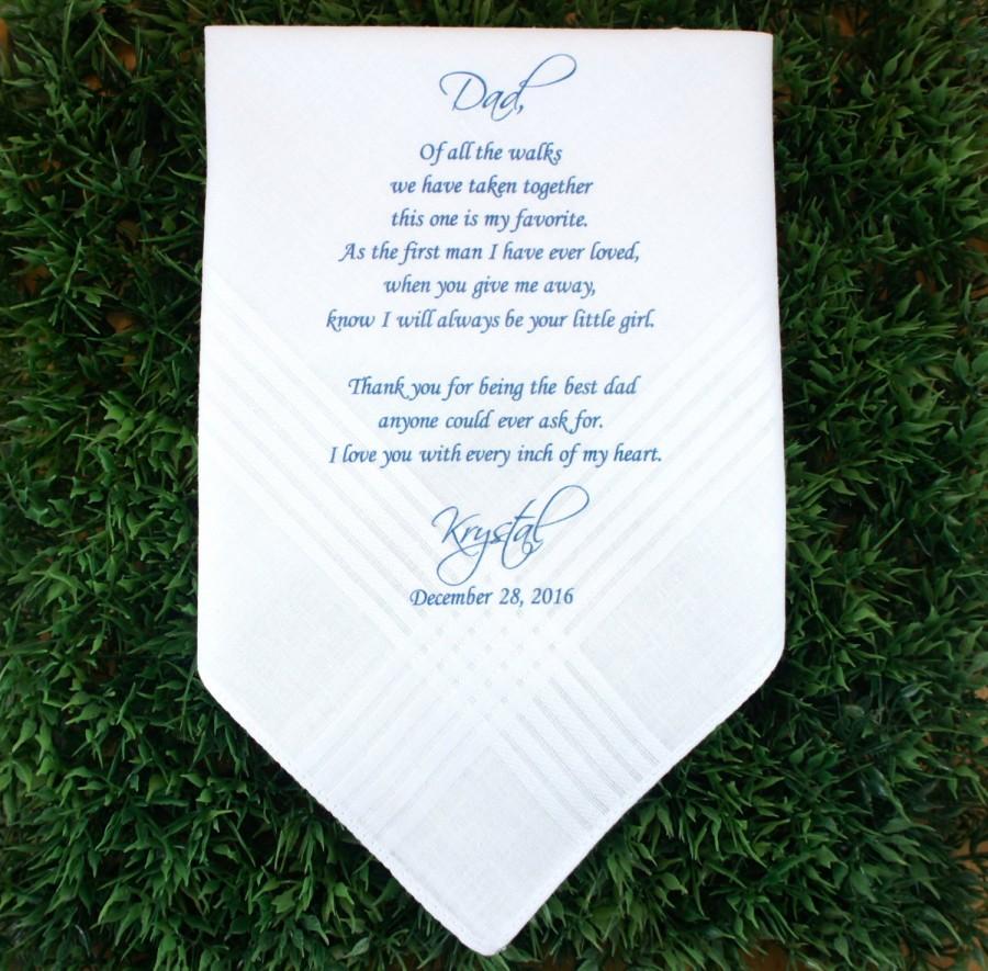 Father Of The Bride Handkerchief Wedding Hankerchief Printed