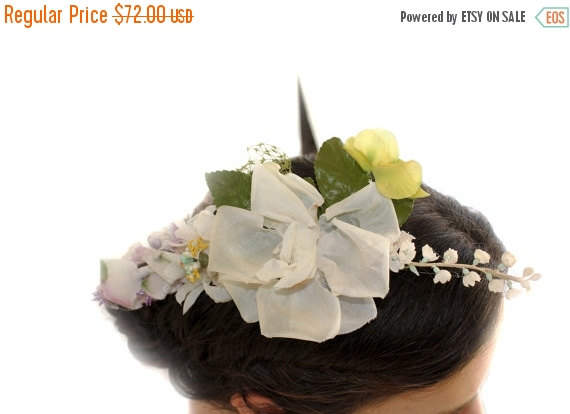 Свадьба - 15% OFF VALENTINE SALE Camellias Romantic Fascinator white camellias and yellow lovely brooch Fascinator