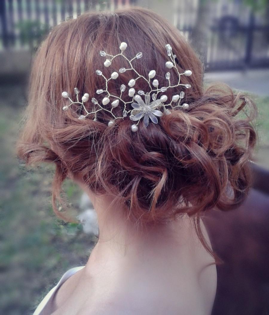Wedding - Bridal Pearl Hair Comb,Wedding Ivory Comb,Wedding Hairpiece,Bridal Headpiece,Freshwater Hairvine,Bridal Hair vine,Pearl Hair piece.