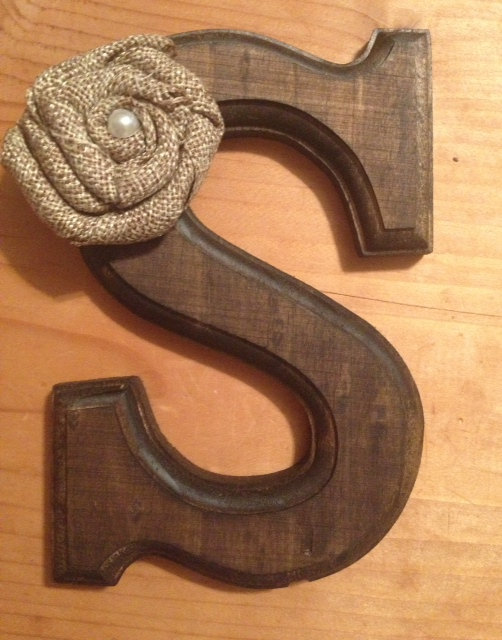 Hochzeit - Rustic Cake Topper - Letter S with or without Pearl or Rhinestone