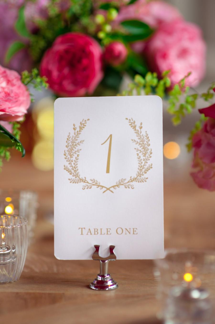 Свадьба - Sweet Vintage Wedding Table Number Signs 1-20 - Matte Gold