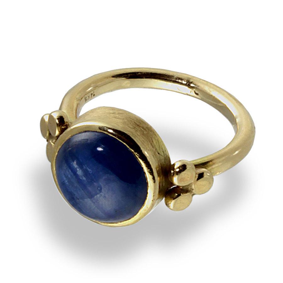 Wedding - Bold Gold Ring, Kyanite gemstone, Yellow Gold Ring, Stone Engagement Ring, Stones Ring, Unique Gold Ring, Blue Stone, Alternative