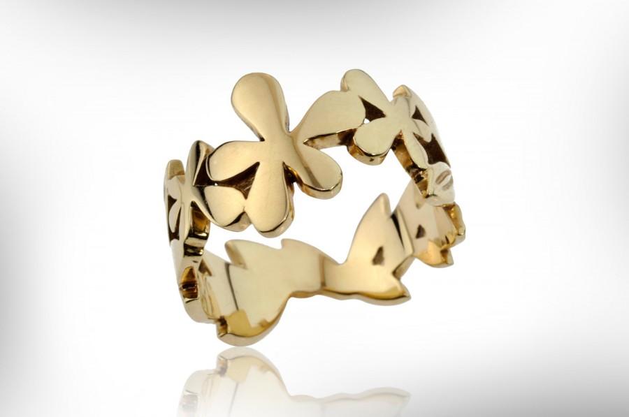زفاف - Gold Ring Flower Ring 9k Gold Ring Engagement Gift Ideas Anniversary Gift Handcrafted Jewelry Custom Jewelry FREE SHIPPING
