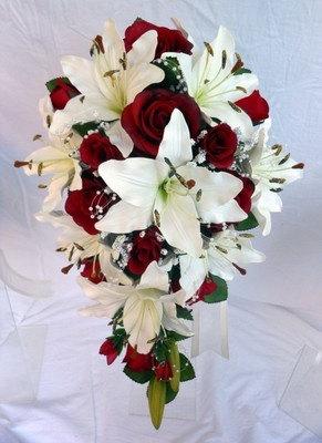 Hochzeit - Wedding Cascading Bouquets, Lilly Cascading Bouquets, Rose Cascading Bouquets, Calla Lilly Bouquets, Silk Wedding Bouquets