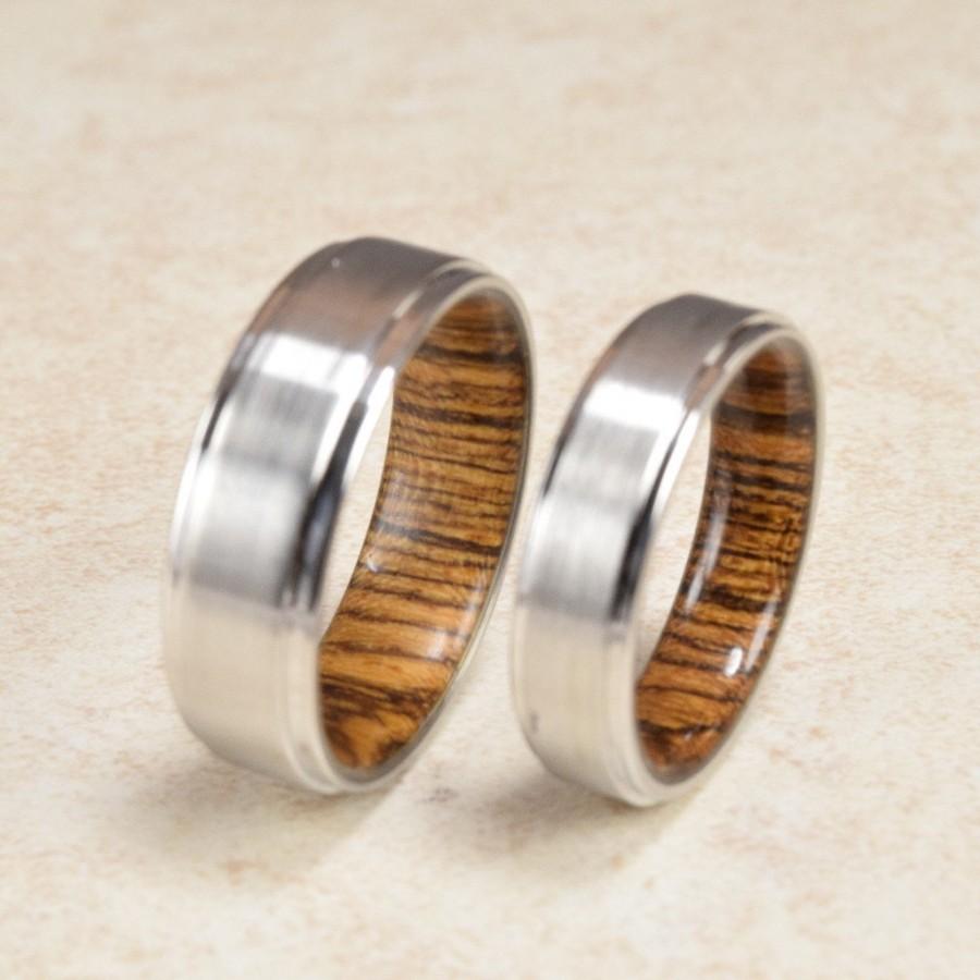 Wedding - Cobalt & Bocote Wood Lined Ring // Engagement Ring // Exotic Wood Ring // Men's Wedding Band // Women's Ring // Gift Ring