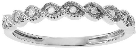 زفاف - Diamond Women's 1/10 CT. T.W. Round-Cut Diamond Wedding Pave-Set Ring in Sterling Silver (EF-VS1-VS2) - Silver