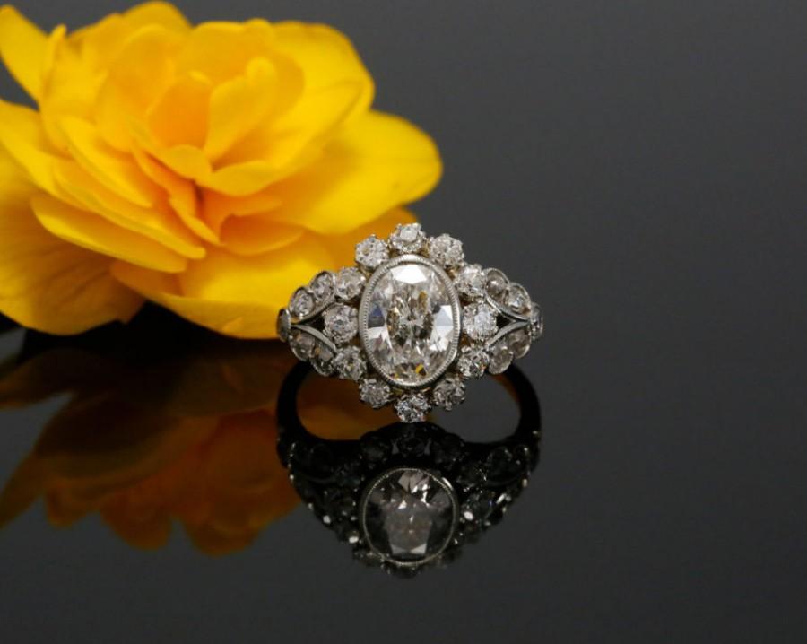 زفاف - 8x6mm Oval Forever Brilliant Moissanite Diamond Engagement ring in two Tone Gold, 14k Yellow and White gold Antique Style Ring with Milgrian