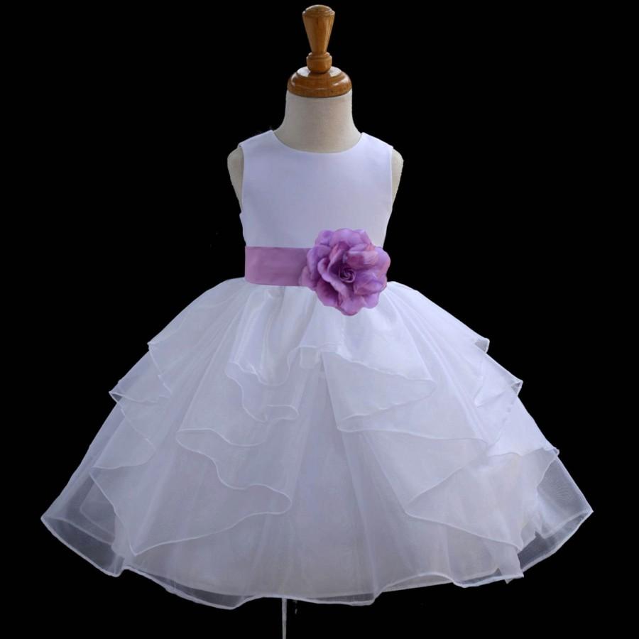 Wedding - 37 color sash choose White Flower Girl dress organza easter sash pageant wedding bridal  bridesmaid toddler 12-18m 2 4 6 6x 8 9 10 12 