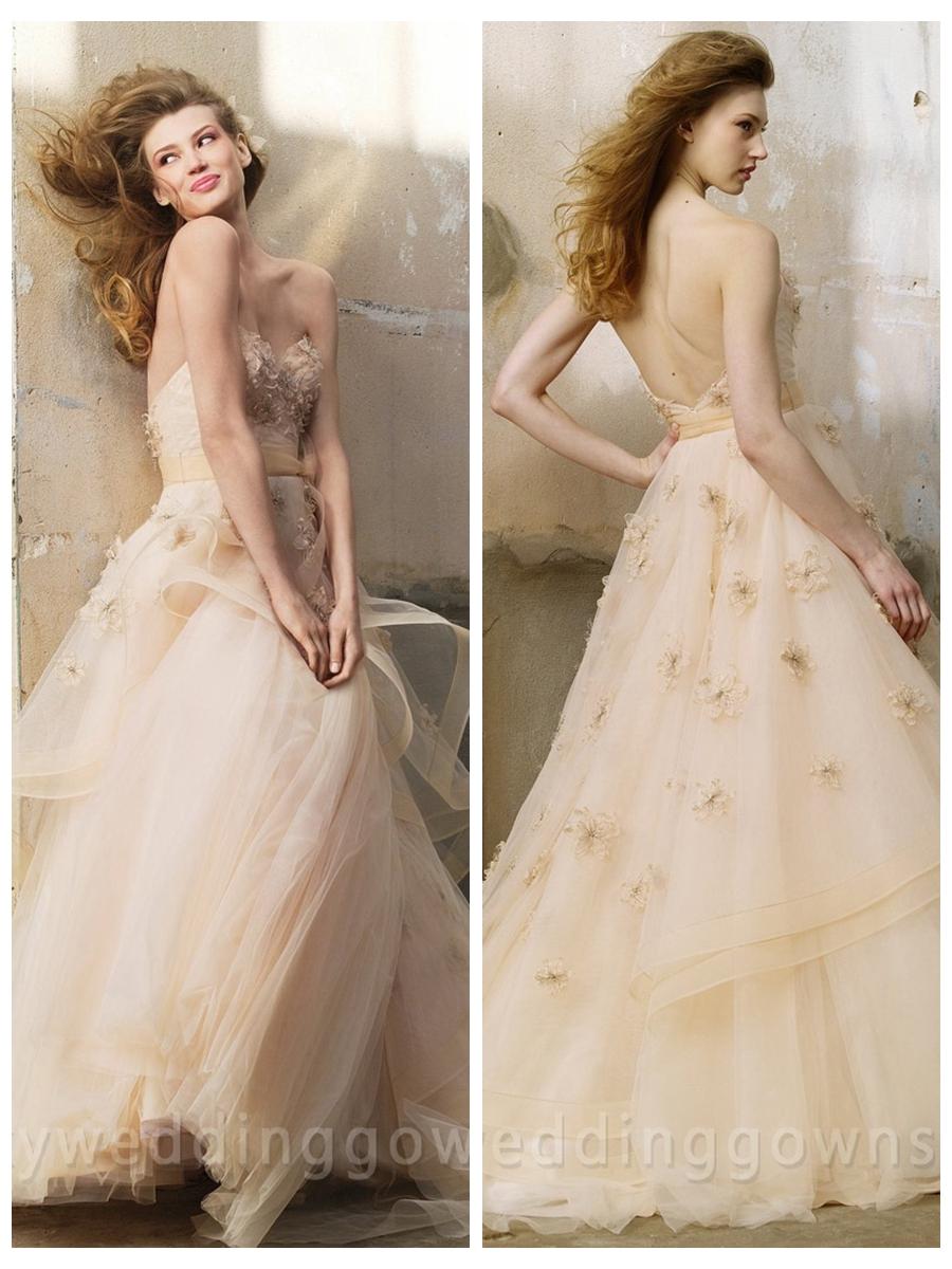 Mariage - Luxury Fashion Oatmeal Tulle Wedding Dress with Crystal Flowers