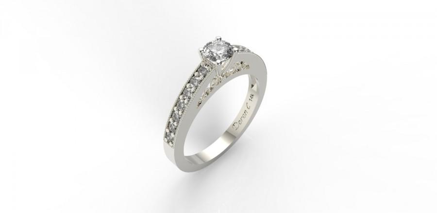 زفاف - Engagement ring, 14K white gold & diamond engagement ring,Anniversary ring