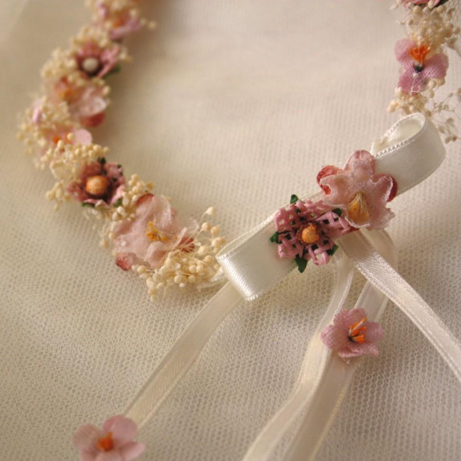Mariage - Spring floral crown. flower girl crown, communion crown, floral crown for special days