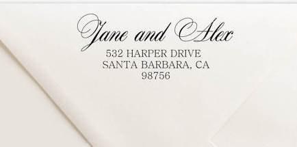 Wedding - Return Address Stamp, Personalised Stamp, Calligraphy Stamp, Wood Handle or Self Inking