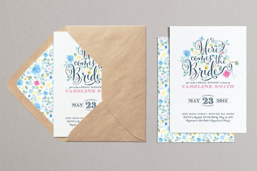 زفاف - Spring Flowers Bridal Invitation, Printable Pastel Flower Bridal Shower Invite, Spring Weddings, Watercolor Bridal Shower Invitation