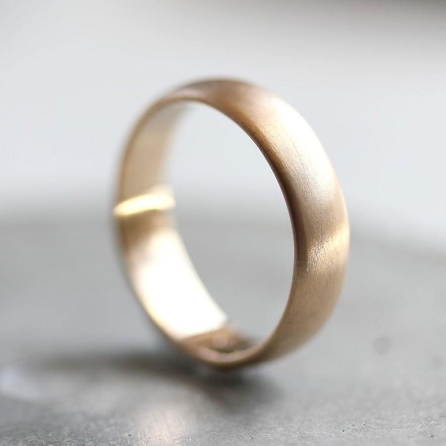 زفاف - Men's Gold Wedding Band, 5mm Brushed Half Round 14k Recycled Yellow Gold Wedding Ring Gold Ring -  Made in Your Size