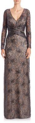 Wedding - David Meister Sequined Faux-Wrap Gown