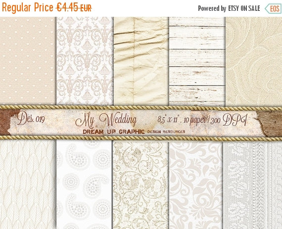 Mariage - SALE WEDDING digital paper, light and romantic  for wedding invite, save the date cards, scrapbooking vintage and modern. Des. n. 019 MY Wed
