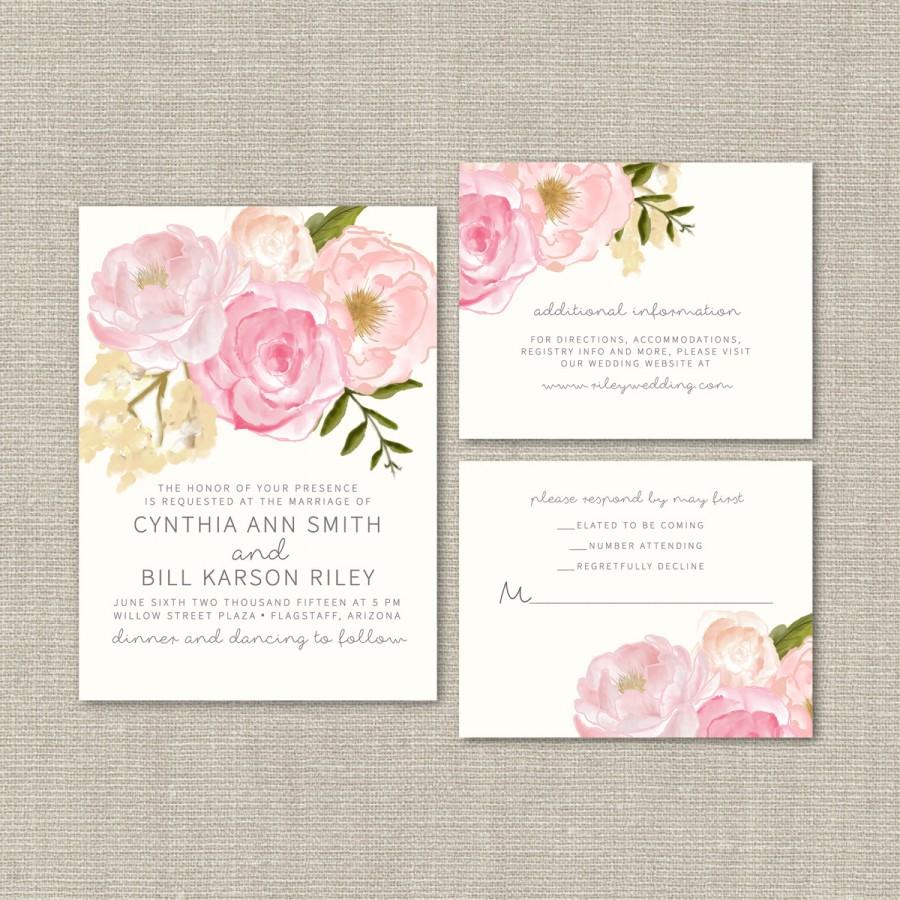 Hochzeit - Wedding Invitation Suite DEPOSIT - DIY, Watercolor Floral, Rustic, Boho Chic, Vintage, Country, Invite Kit, Printable (Wedding Design #56)