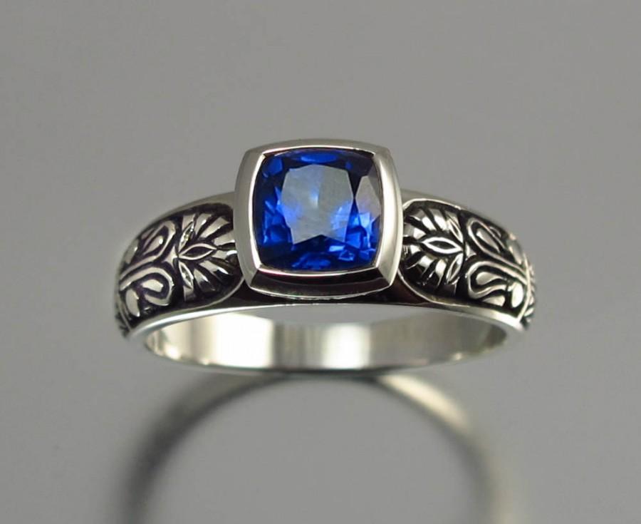 Wedding - ALEXANDRA 14K gold ring with created Sapphire