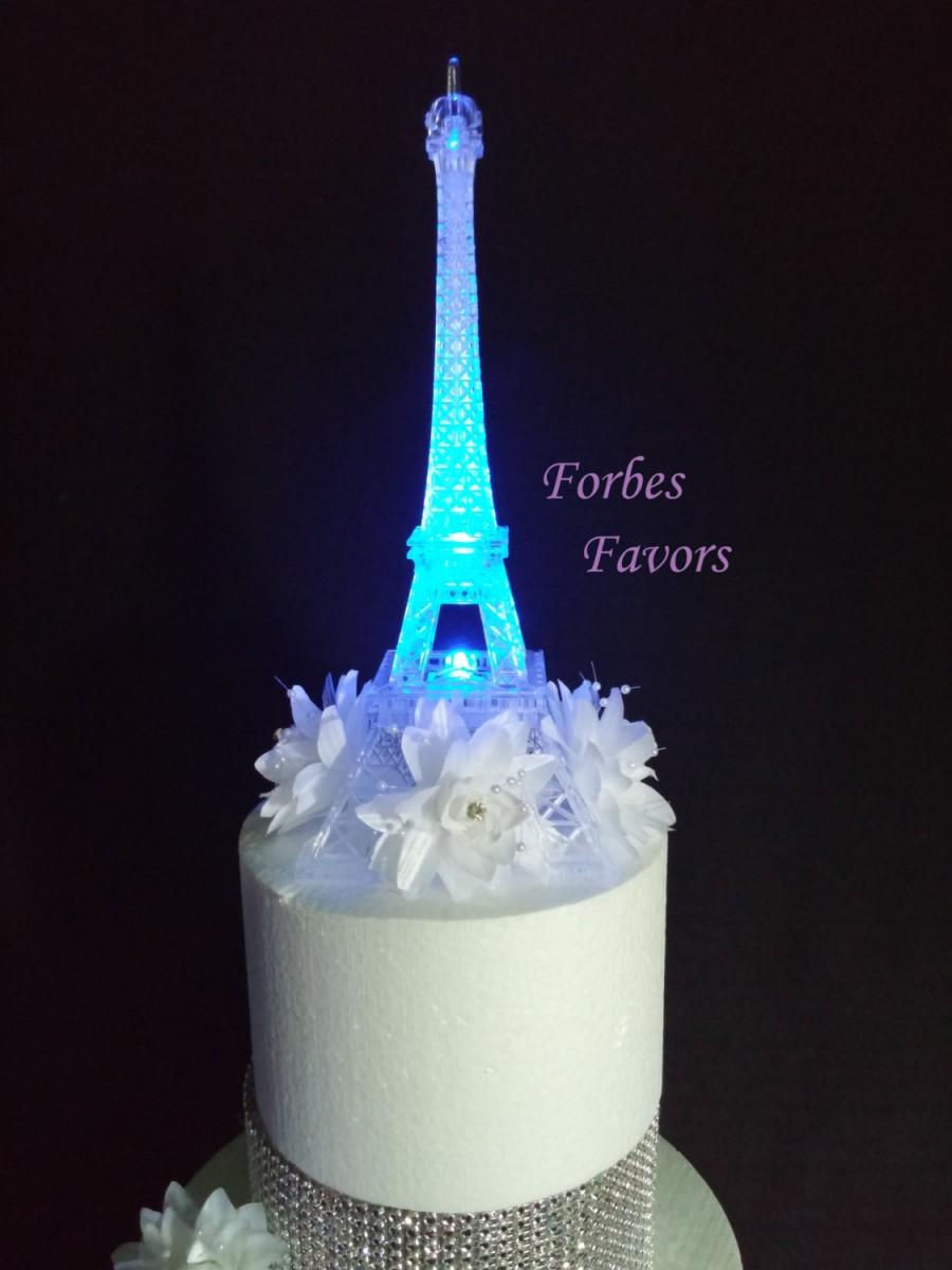 Hochzeit - LED Eiffel Tower Light Up Cake Topper Wedding Cocktail Table Centerpiece