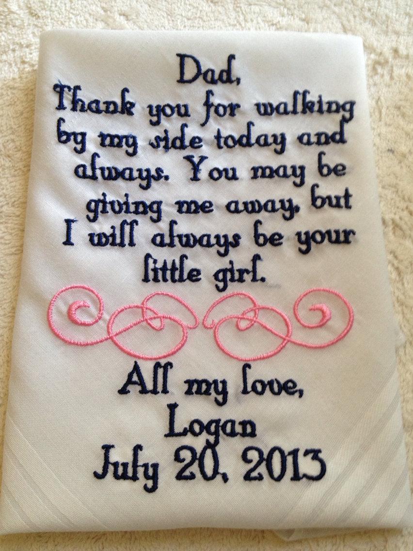 Свадьба - Personalized Father of the Bride wedding Handkerchief  gift from bride to her father