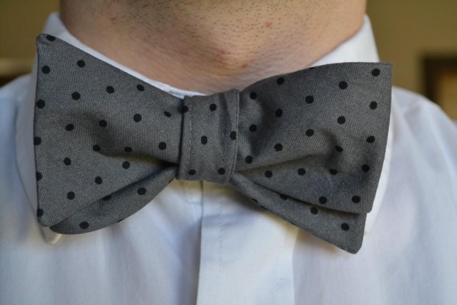 زفاف - Grey Self Tie Bow Tie, Tie, Men's Bow Tie, Bow Tie, Wedding, Prom, Men's Grey Bow Tie, Men's Tie, Polka Dot Bow Tie, Grey Dotted Bow Tie