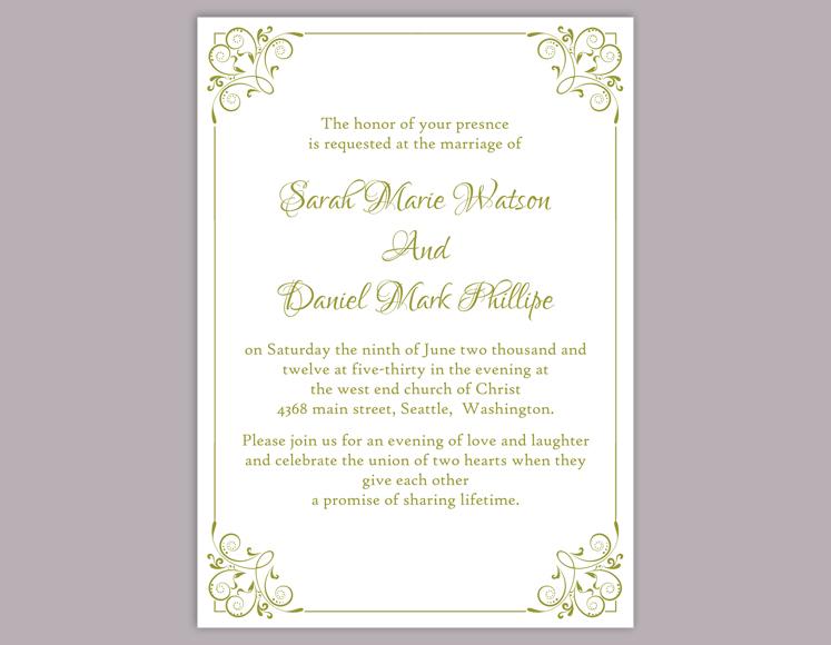 Mariage - DIY Wedding Invitation Template Editable Word File Instant Download Elegant Printable Invitation Green Wedding Invitation Floral Invitation