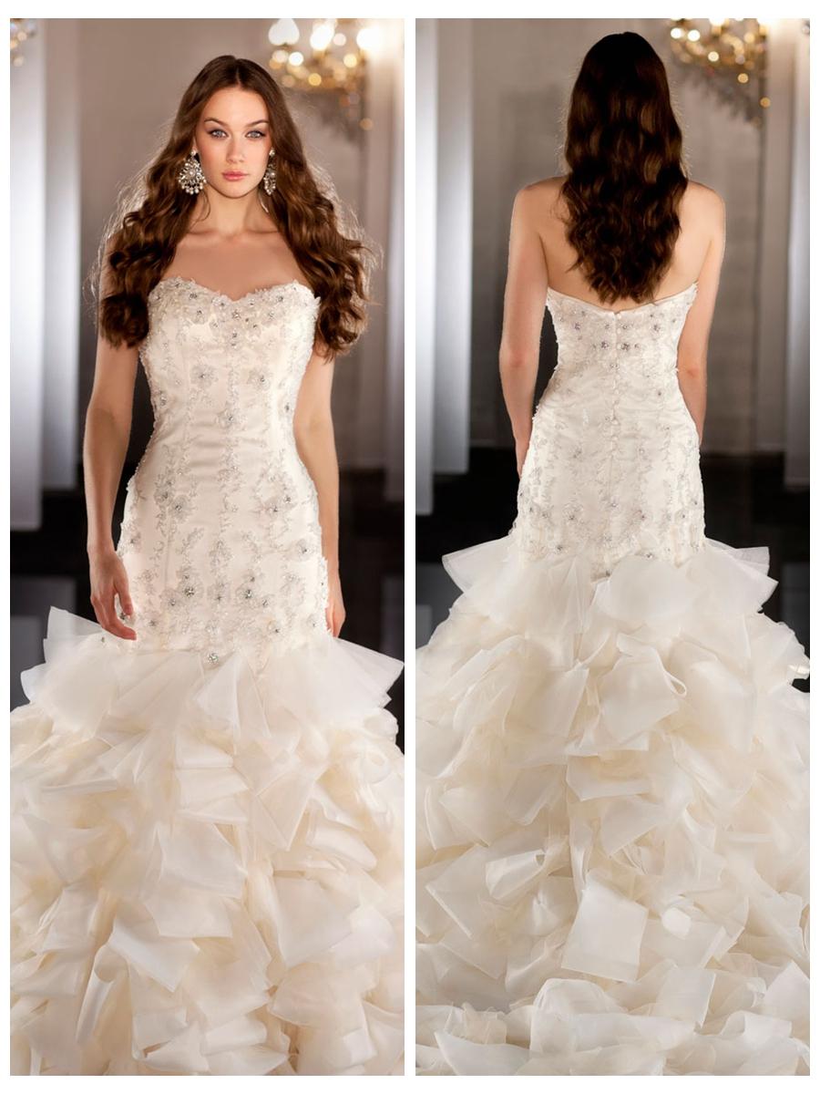 زفاف - Tulle Organza Sweetheart Beading Ball Gown Wedding Dress