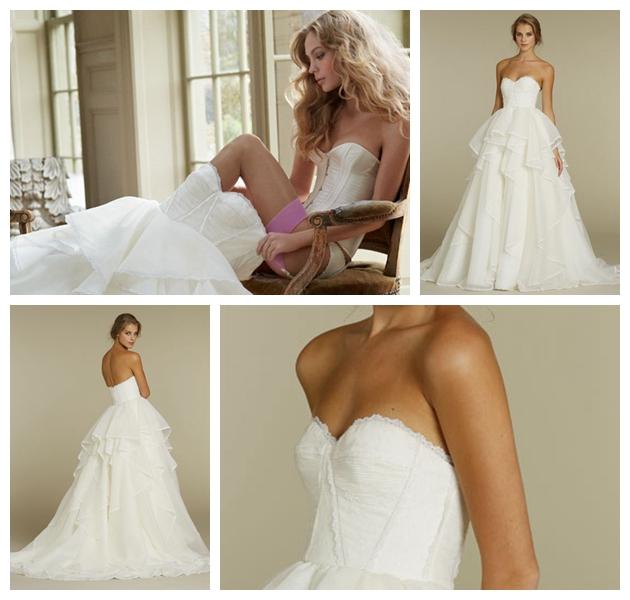Hochzeit - Unique Corset Bodice Strapless Bridal Ball Gown Wedding Dress Spring