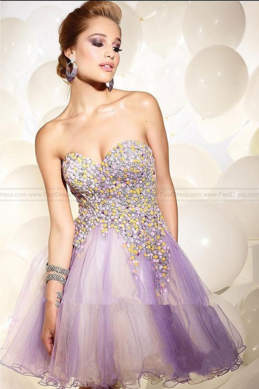 Mariage - Ball Gown A-line Sweetheart Strapless Tulle Cocktail Dress