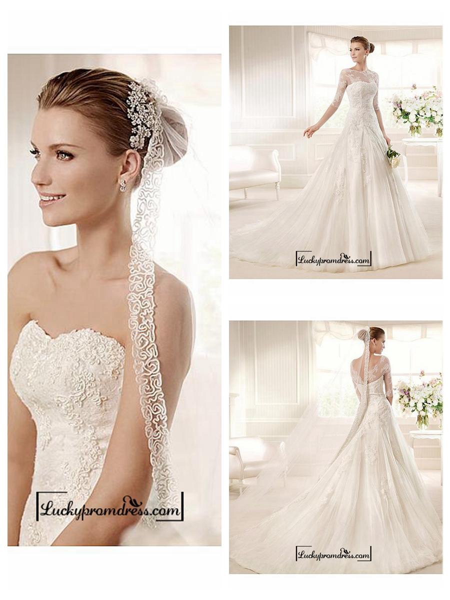 Свадьба - Alluring Tulle & Satin Sweetheart Neckline Natural Waistline A-line Wedding Dress