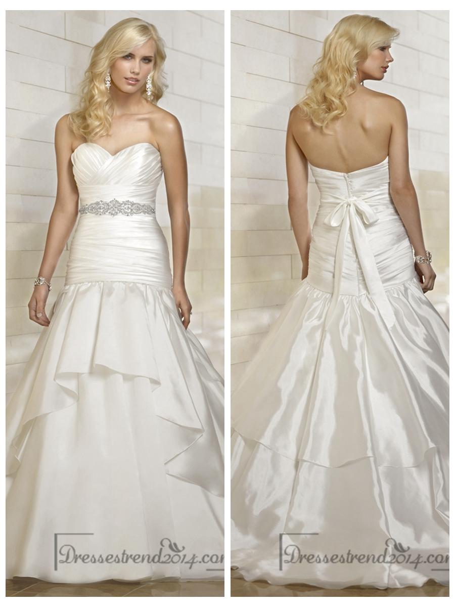 زفاف - Organza Fit and Flare Cross Sweetheart Pleated Wedding Dresses with Tiered Skirt