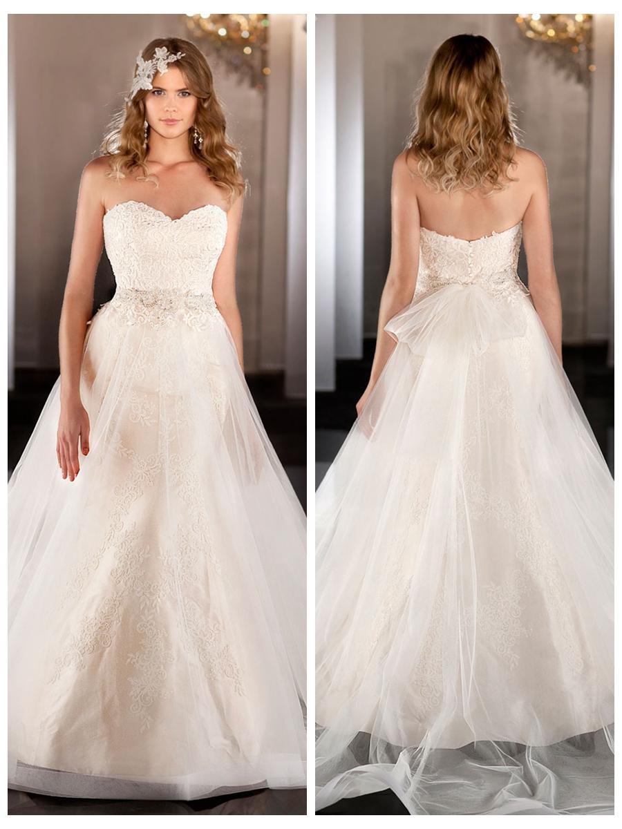 Mariage - Sweetheart Lace Mermaid Wedding Dress with Tulle Skirt and Beaded Waist