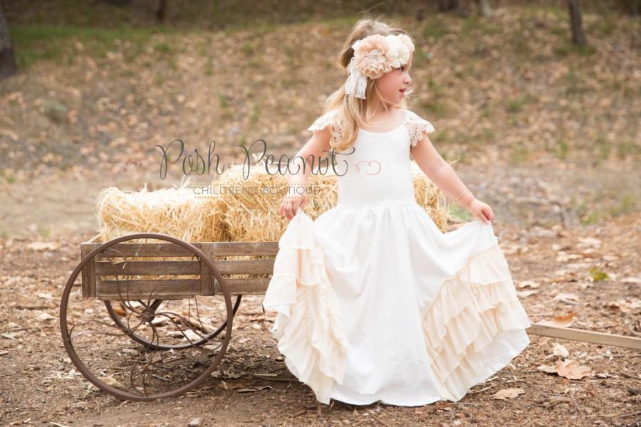 Wedding - flower girl dress, flower girl dresses, vintage flower girl dress, toddler flower girl dress, Junior bridesmaid dress, boho flower girl