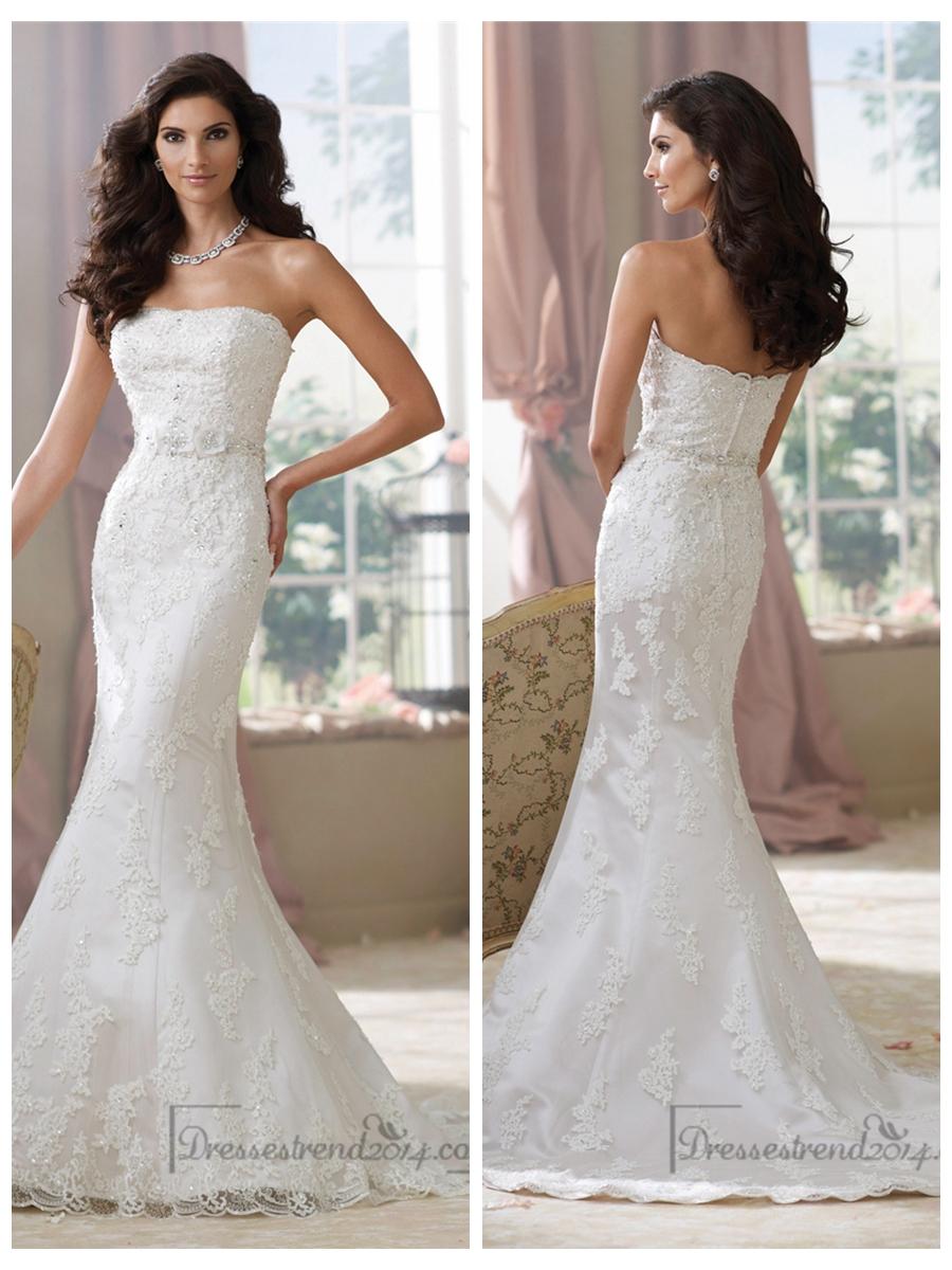 Mariage - Strapless Lace Appliques Mermaid Wedding Dresses