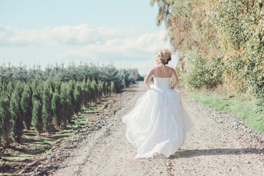 زفاف - Floral Wedding Dress Watercolor Romantic, CATALINA, Silk Cotton Pink Blush