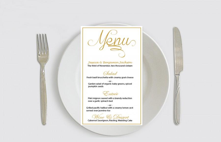زفاف - Golden Calligraphy Printable Wedding Menu Program Editable PDF Template