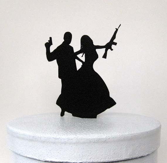 Wedding - Wedding Cake Topper - Gun and Rifle wedding