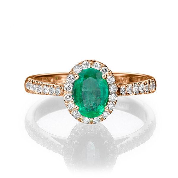 Mariage - Rose Gold Engagement Ring, 14K Rose Gold Ring, Cushion Halo Ring, 1.3 TCW Natural Emerald Ring Band, Art Deco Engagement Ring
