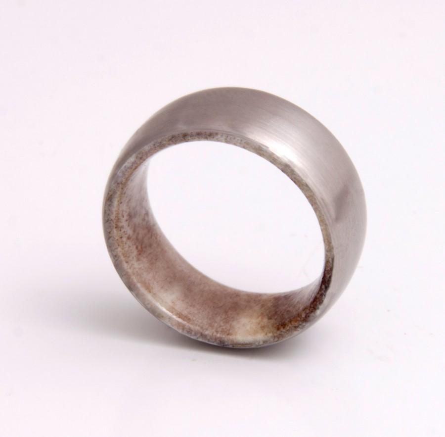 زفاف - Men Antler Wedding Ring with Titanium Ring Comfort Fit