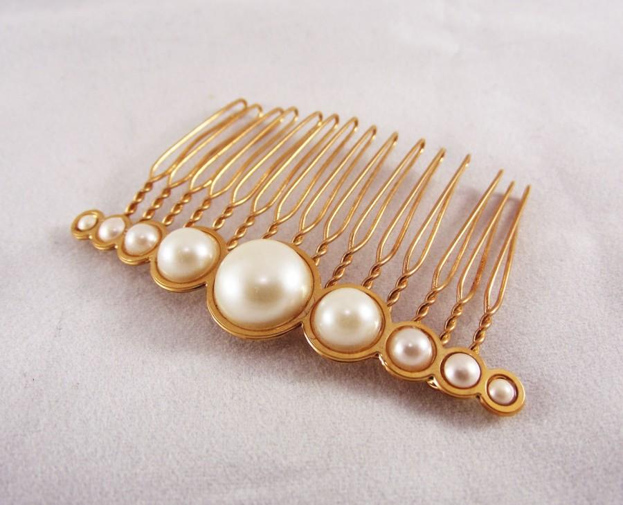 Wedding - Rose gold hair comb, Bridal jewellery Pearl headpiece, Bridal hair accessories, Bridal pearl hair piece, Wedding rose gold accessories tiara