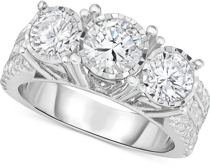زفاف - TruMiracle® Diamond Three-Stone Engagement Ring (3 ct. t.w.) in 14k White Gold