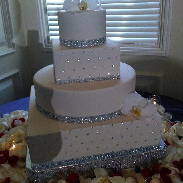 زفاف - Bling Wedding Cake Stand 18 inch "Square Dazzling Diamonds Bling"