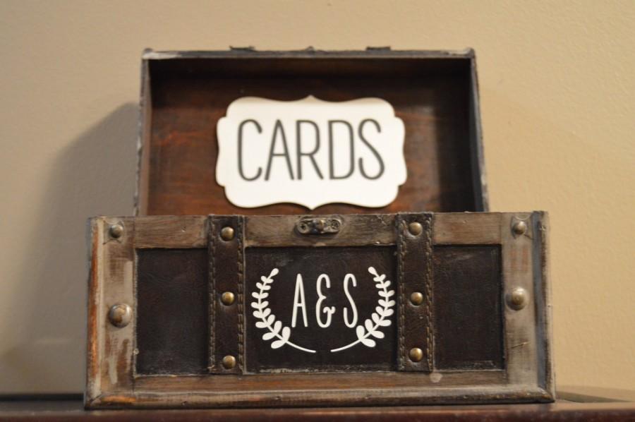 زفاف - Medium Rustic Wedding Card Box Holder, Rustic Wedding Card Box with initials, Rustic Trunk Wedding Box with Custom Initials B2B