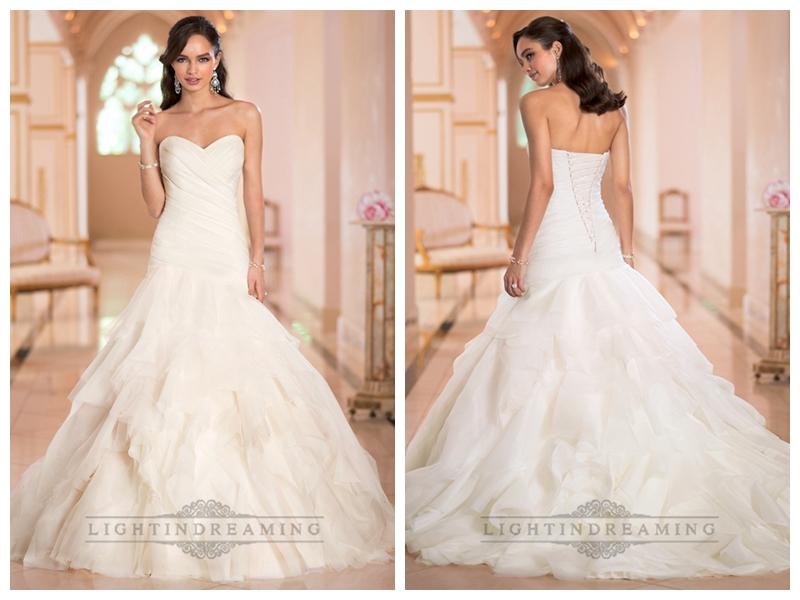 Wedding - Sweetheart Ruched Bodice Pleated Wedding Dresses with Corset Back